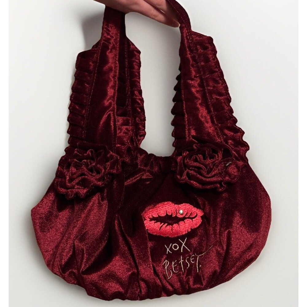 Vintage Y2K 2000s Betseyville Betsey Johnson Crushed Velvet Purse